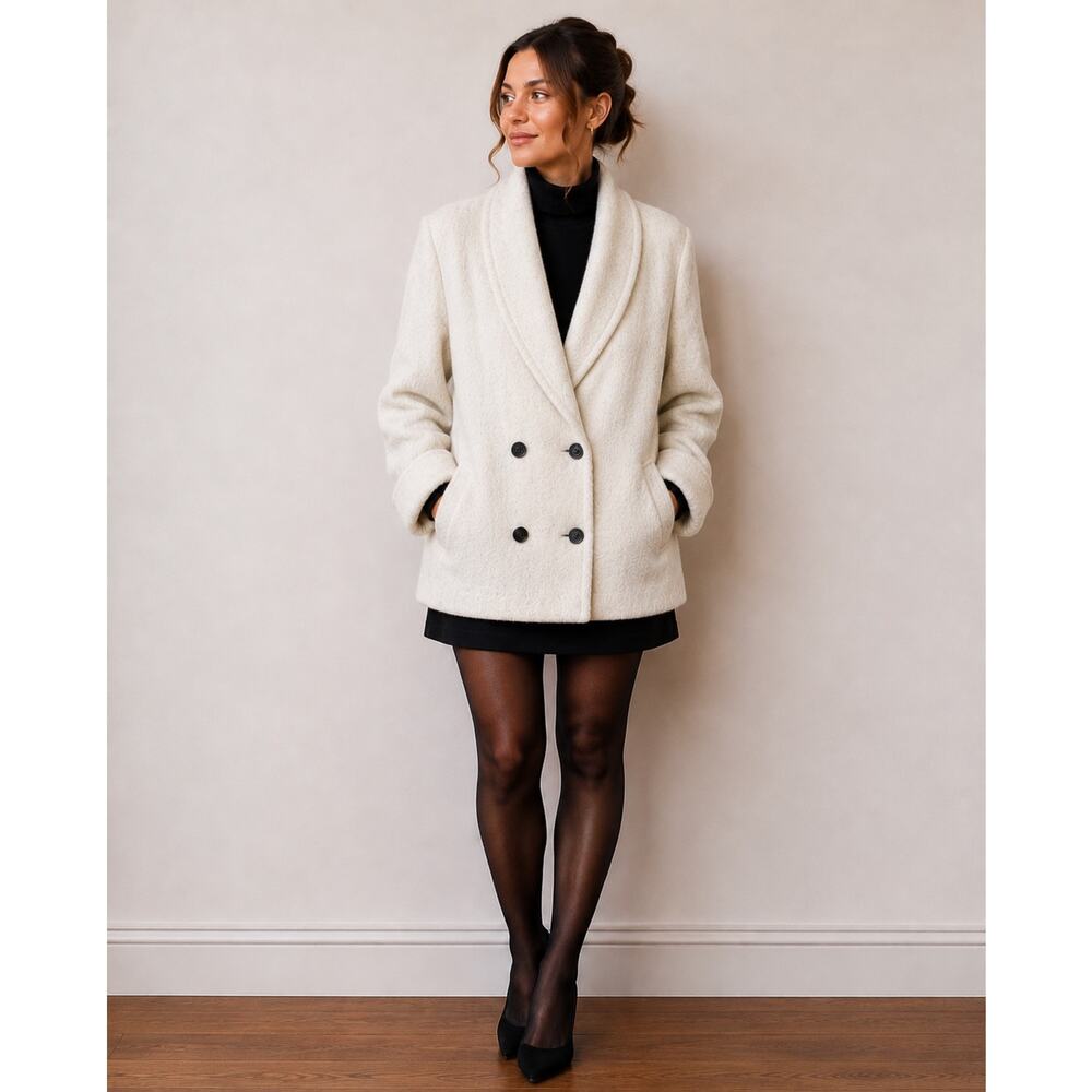 Elegant Fashions VTG 80s Coat Wool Fuzzy Cream Old Money Quiet Luxury 16